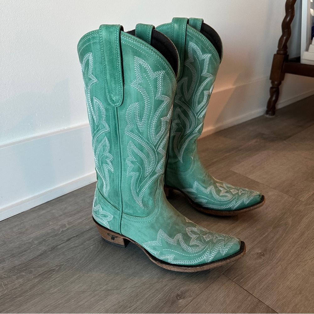 Lane Saratoga Boots with Snip Toe in Taos Turquoise Size 7 - Picture 2 of 10